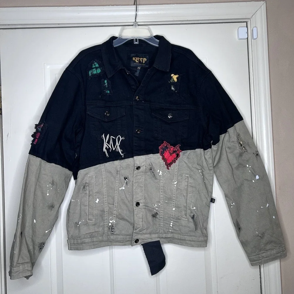 Kleep Jacket Mens Less Money/More Problem Twill Streetwear 3X Black Mint